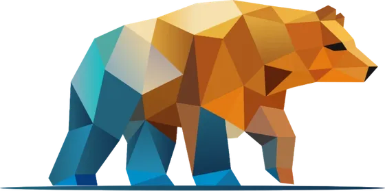 Der BitBear – Low-Poly-Bär aus Blau- und Orangetönen